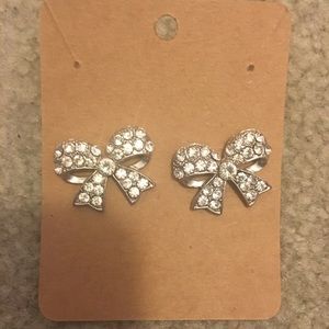 Rhinestone Bow Studded Earrings